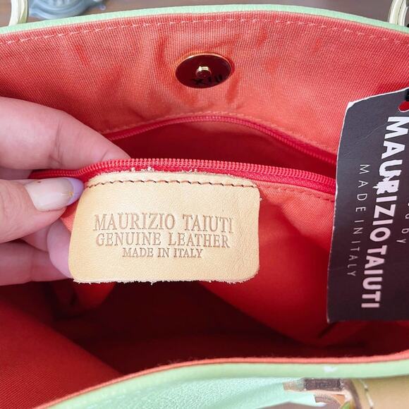 Maurizio Taiuti Green Leather Mini Bucket Bag Italy NWT - Picture 3 of 16